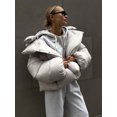 thumbnail image 4 of Parka gruesa y cálida para mujer, Chaqueta corta de manga larga, abrigo elegante impermeable, prendas exteriores, color plateado sólido, novedad de invierno, 2024, 4 of 5