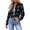 Dark Gray, variant on Long Sleeve Shirts for Women Classic Plaid Button Down Womens Shirts Loose Casual Plaid Shirt Outerwear with Back Pleat
