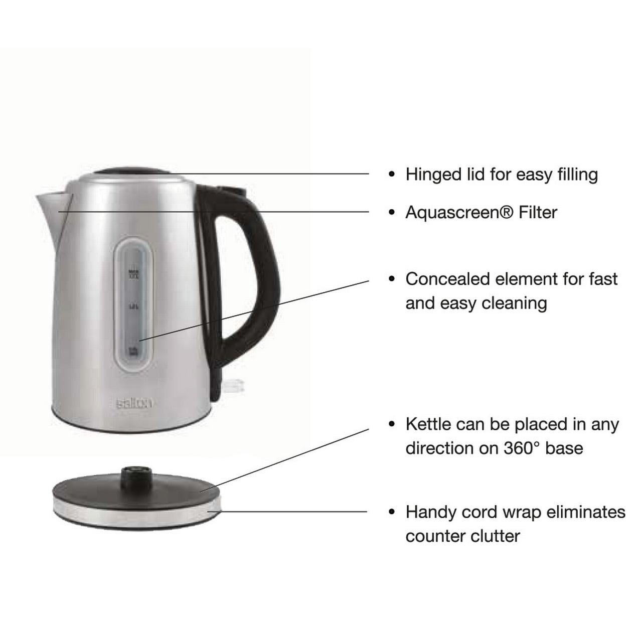 Salton Cordless Electric Stainless Steel Kettle
