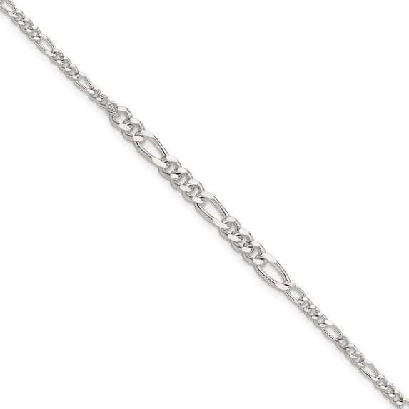 Sterling Silver E-Coated Figaro Chain 7.5In Bracelet (Width 3.8) (Length 7.5) - Jbsp