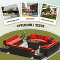 thumbnail image 5 of Homall 15 Pieces Rattan Patio Furniture Conversation Set with 43" Gas Propane 50000 BTU Fire Pit Table Outdoor Sectional Sofa for Backyard,Red, 5 of 11
