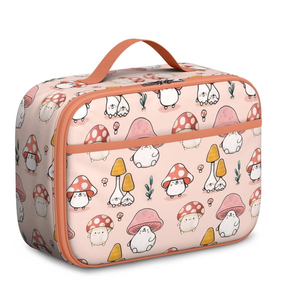 Botanical Mushroom Reusable Lunch Container - Boho Vintage Design, Leakproof Interior & Separate Mesh Compartment, Stylish for Adults/Teens