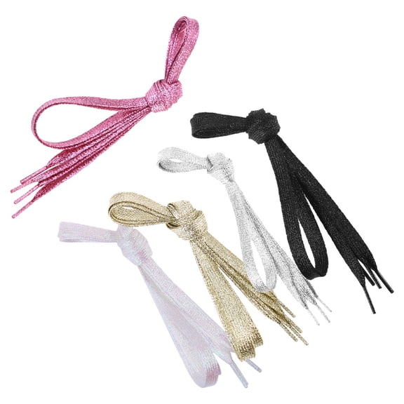 MIPCASE 5 Pairs Sparkle Shoe Laces Silver Stays Tied Casual Sneakers for Youth
