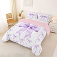 thumbnail image 2 of Erosebridal Girls Fashion Ribbon Queen Comforter Set, Purple Bow Bedding Comforter Set, Pink Reversible, 3-Piece, 2 of 6