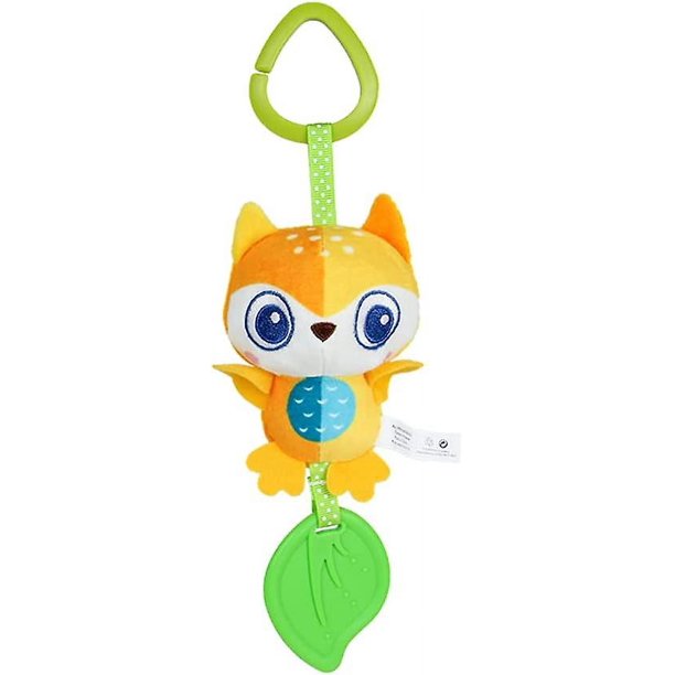 Owl Sonajero colgante para bebé, juguete colorido con formas de animales de dibujos animados con mordedor y anillo de felpa sonoro, juguetes de desarrollo infantil para bebés, niñ