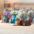 thumbnail image 3 of Spring Floral Outdoor Waterproof Pillow Covers, White Daisy Vintage Flowers Wooden Decorative Rectangle Throw Pillowcase Sofa Cushion Sham for Patio/Couch/Chair, 20"x12" 2 Pack, 3 of 8