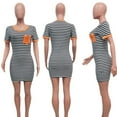 thumbnail image 3 of Henpk Summer Dresses for Women Striped T Shirt Dress Casual Midi Dress Short Sleeve Sundress with Pockets Stripe Print Fashion Dress Short Sleeve Mini Dress Orange XXXL, 3 of 6