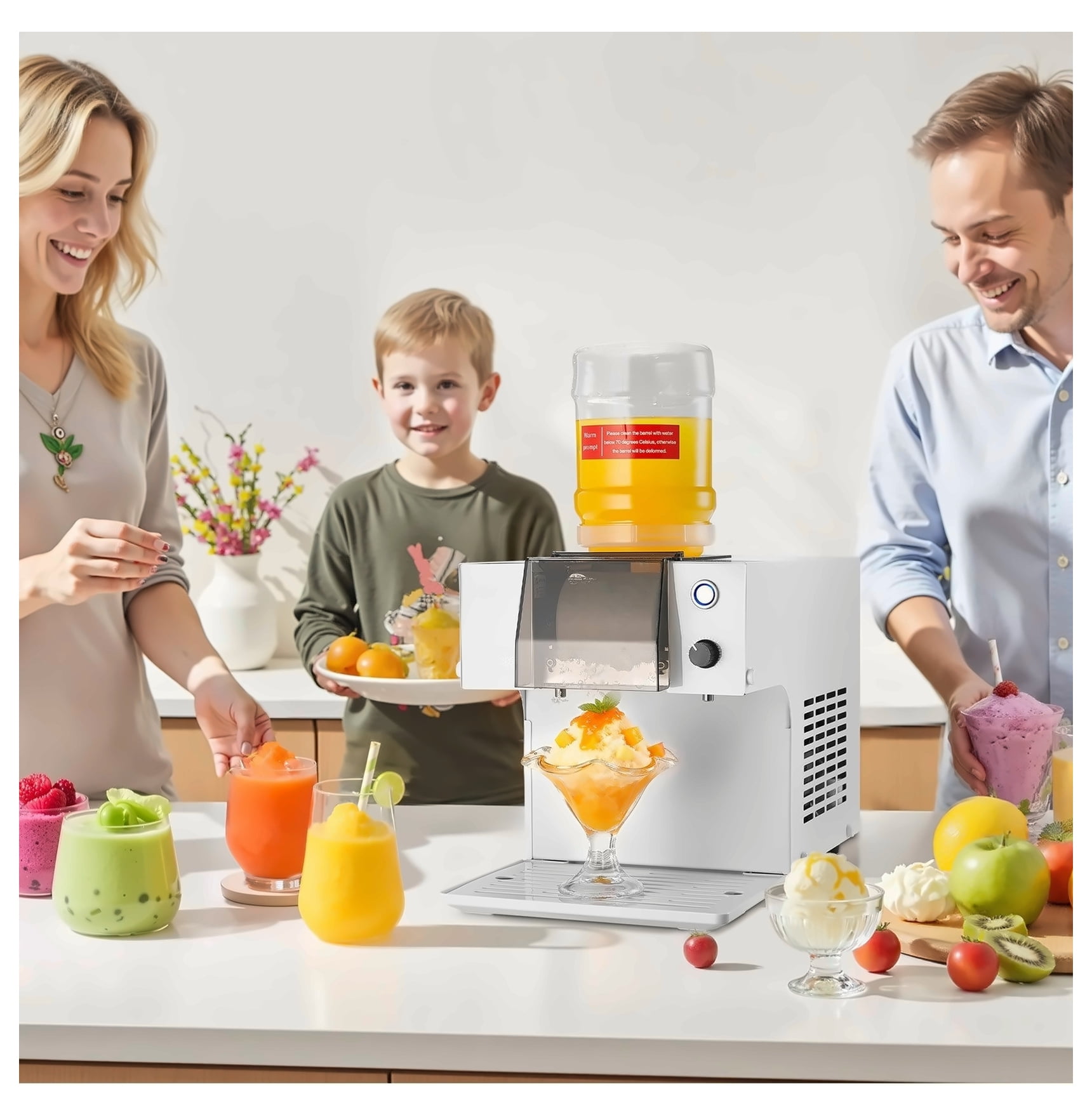 Snowflake Ice Machine 132LBS/24H, Electric Ice Shaver Maker with Stainless Steel Blade, 0.48Gal Tank, Fast Pre-Cooling, for Home & Parties