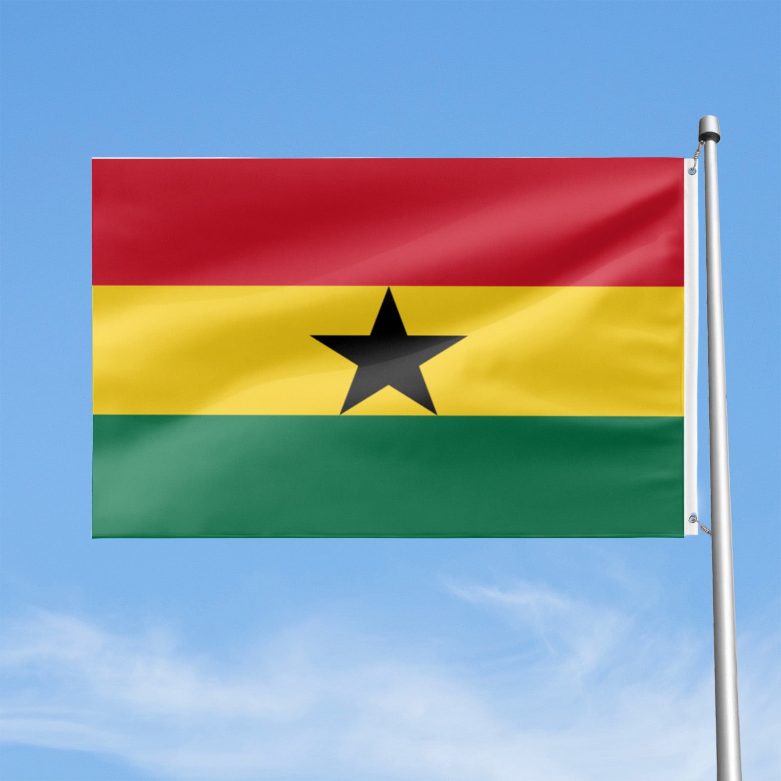 Livetty Double Sided 3 layers Flags 4x6 Ft Ghana Flags Banner for Yard Decoration Garden Display For World Soccer Play