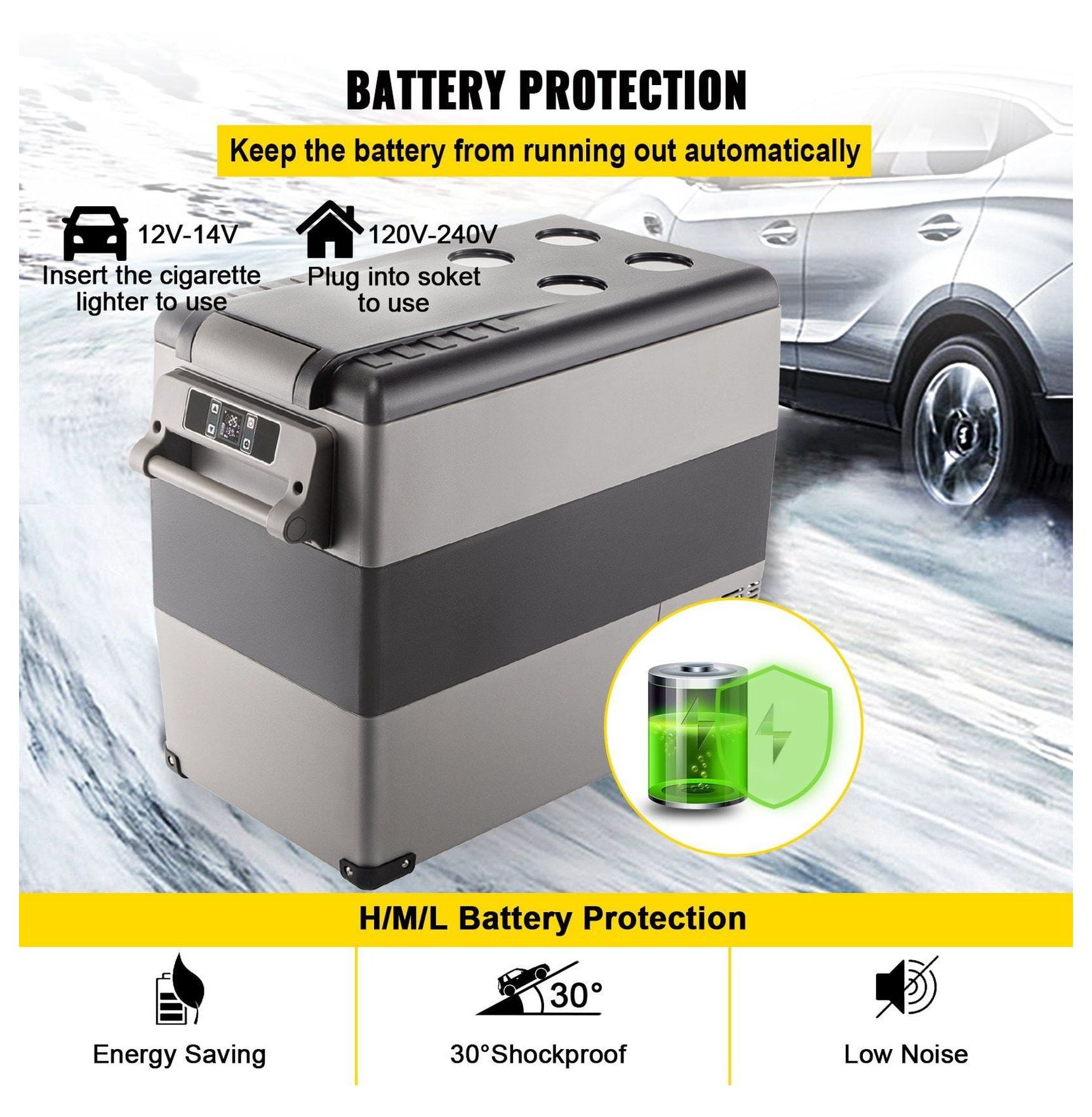 12 Volt Refrigerator 58 Quart, Dual Zone Portable Fridge Freezer, Car Refrigerator for RV, Camping & Home - 12/24V DC & 110-240V AC Powered