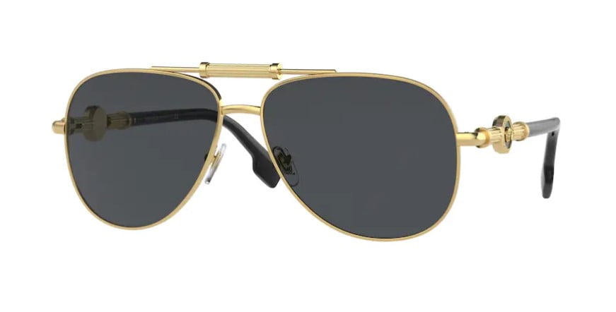 Versace VE 2236 Metal Unisex Pilot Sunglasses Gold 57mm Adult