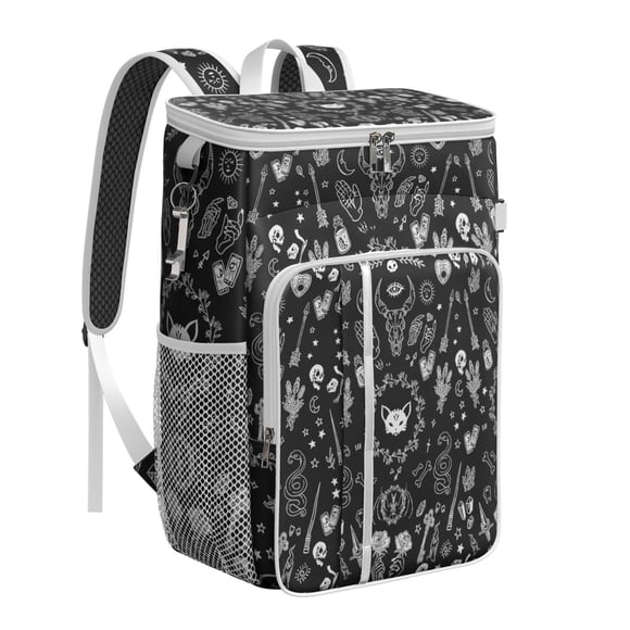 Sac à Dos Cosmic Cooler - Imprimé Éthereal Sunburst & Lunaire, Sac Cooler 20L avec Multiples Poches pour Pique-Nique, Voyage, Fêtes