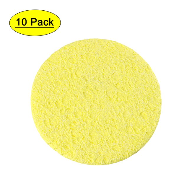 Unique Bargains Soldering Sponge 55x55x6mm for Iron Tips Cleaner, Round Yellow 10pcs