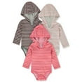 thumbnail image 3 of Hanes Baby Long Sleeve, Ultimate Bodysuit Hoodie Boys & Girls, 3-Pack, Pink Stripe, 6-12 Months, 3 of 3