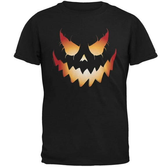 Halloween Evil Jack-O-Lantern Pumpkin Black Adult T-Shirt