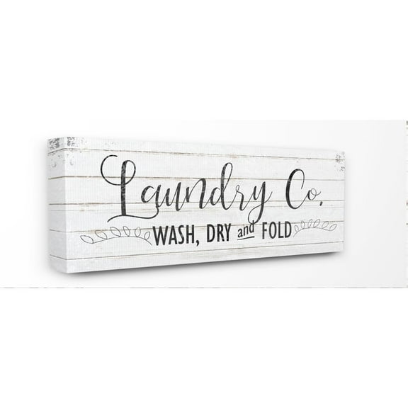 Stupell Industries Laundry Wash Dry Bathroom Black And White Word Design Canvas Wall Art by Kimberly Allen
