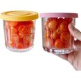 thumbnail image 1 of baomifa-2 Pack Small Glass Food Jars with Lids,Overnight Oats Container,13 OZ Round Glass Storage Container for Food Portion,Dipping Sauce,Snack,Yogurt,Leakproof,Freezer Safe(pink yellow), 1 of 4