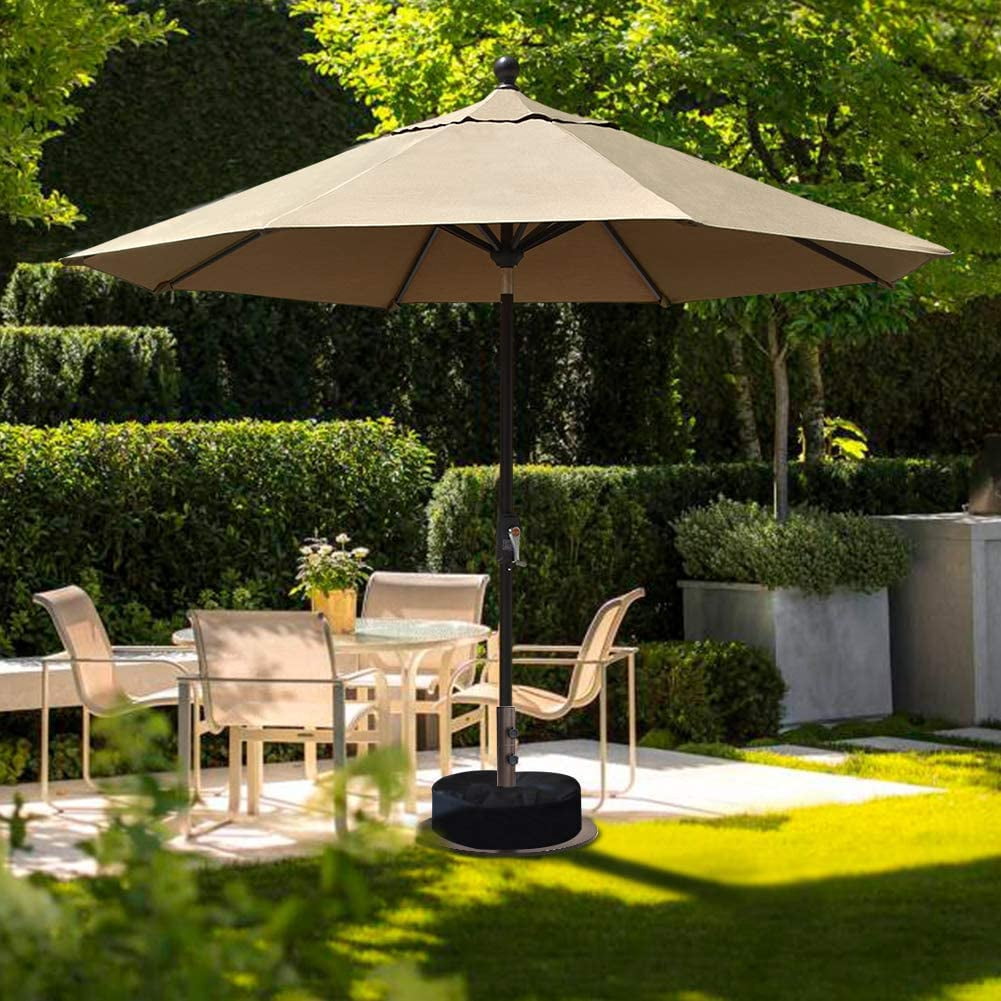 EliteShade Heavy Duty 140 lb Round Steel Umbrella Base with 18" Round Sandbag - Bronze, for Outdoor Patio Market Umbrellas (Sand Not Included)