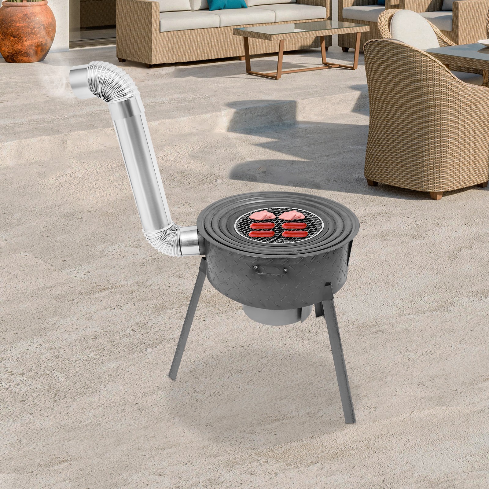 Multifunction Wood Burning Stove Portable Charcoal Stove Gray Camping Stove for Camping, Tent Heating