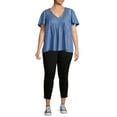 thumbnail image 2 of Terra & Sky Women's Plus Size Pintuck Blouse with Short Sleeves, 2 of 5