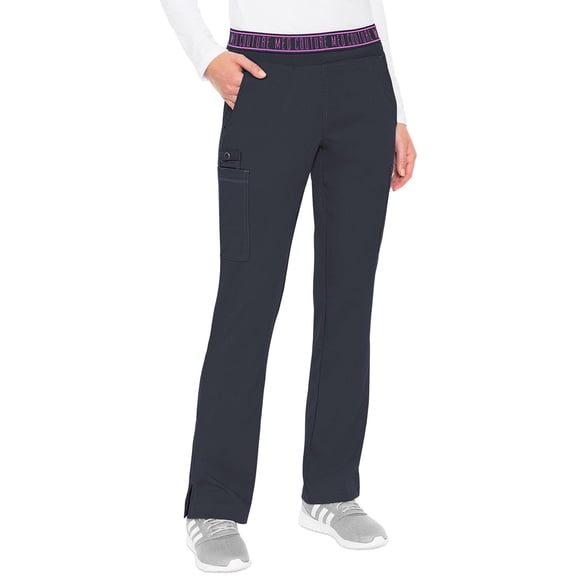 Med Couture Touch Women's Yoga Pull-On Pant Scrub Bottoms with 7 Pockets Pewter SM