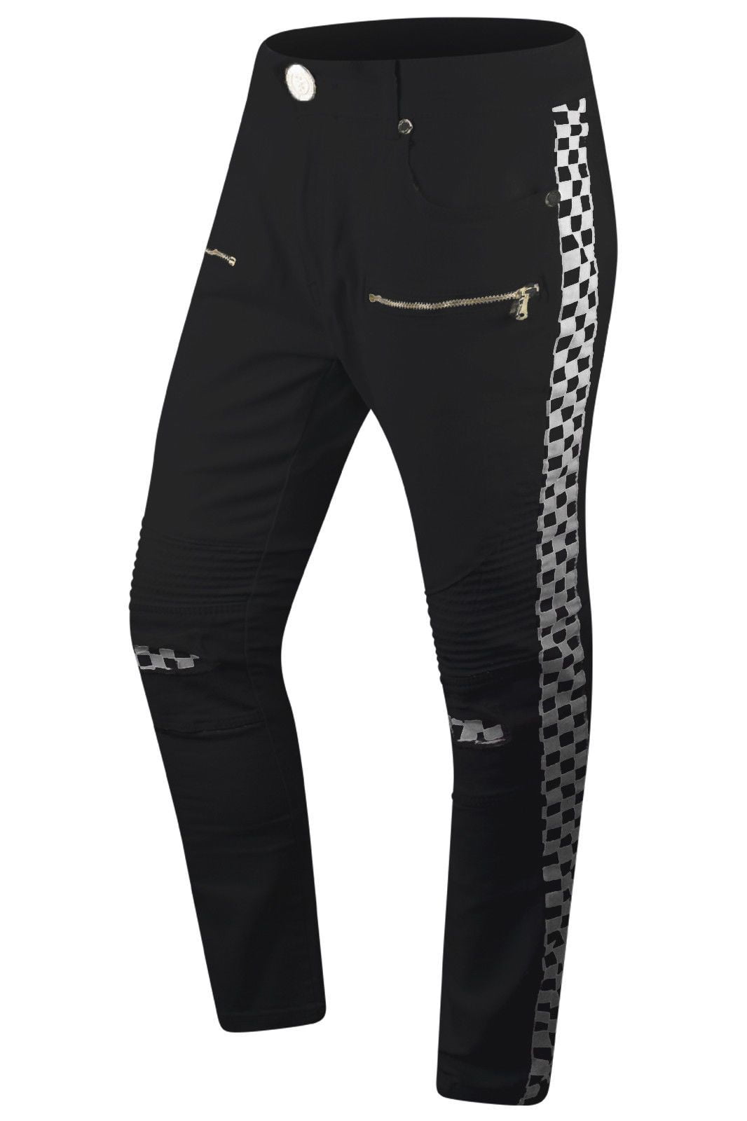 checkered denim jeans mens