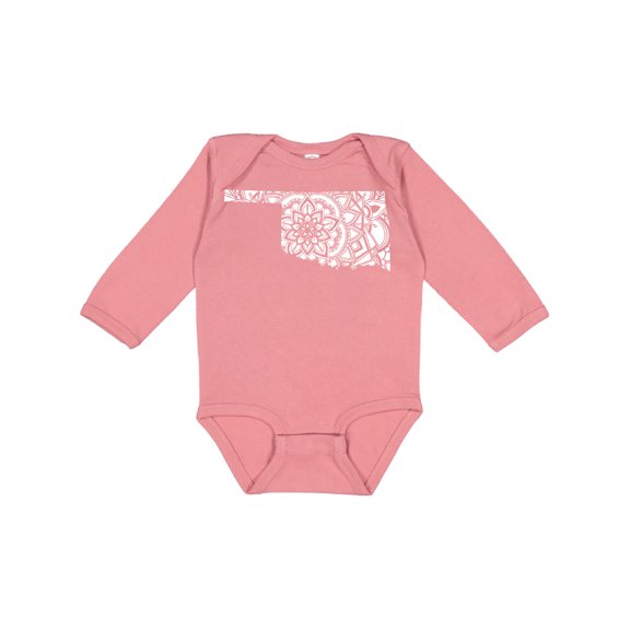 Inktastic Oklahoma Silhouette Mandala Boys or Girls Long Sleeve Baby Bodysuit