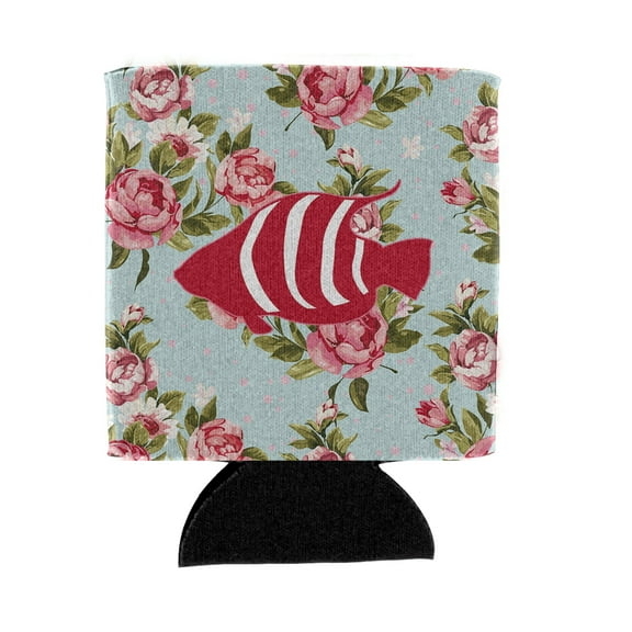 Caroline's Treasures BB1020-RS-BU-CC Fish Shabby Chic Blue Roses Can or Bottle Hugger, Blue, Can Hugger, multicolor