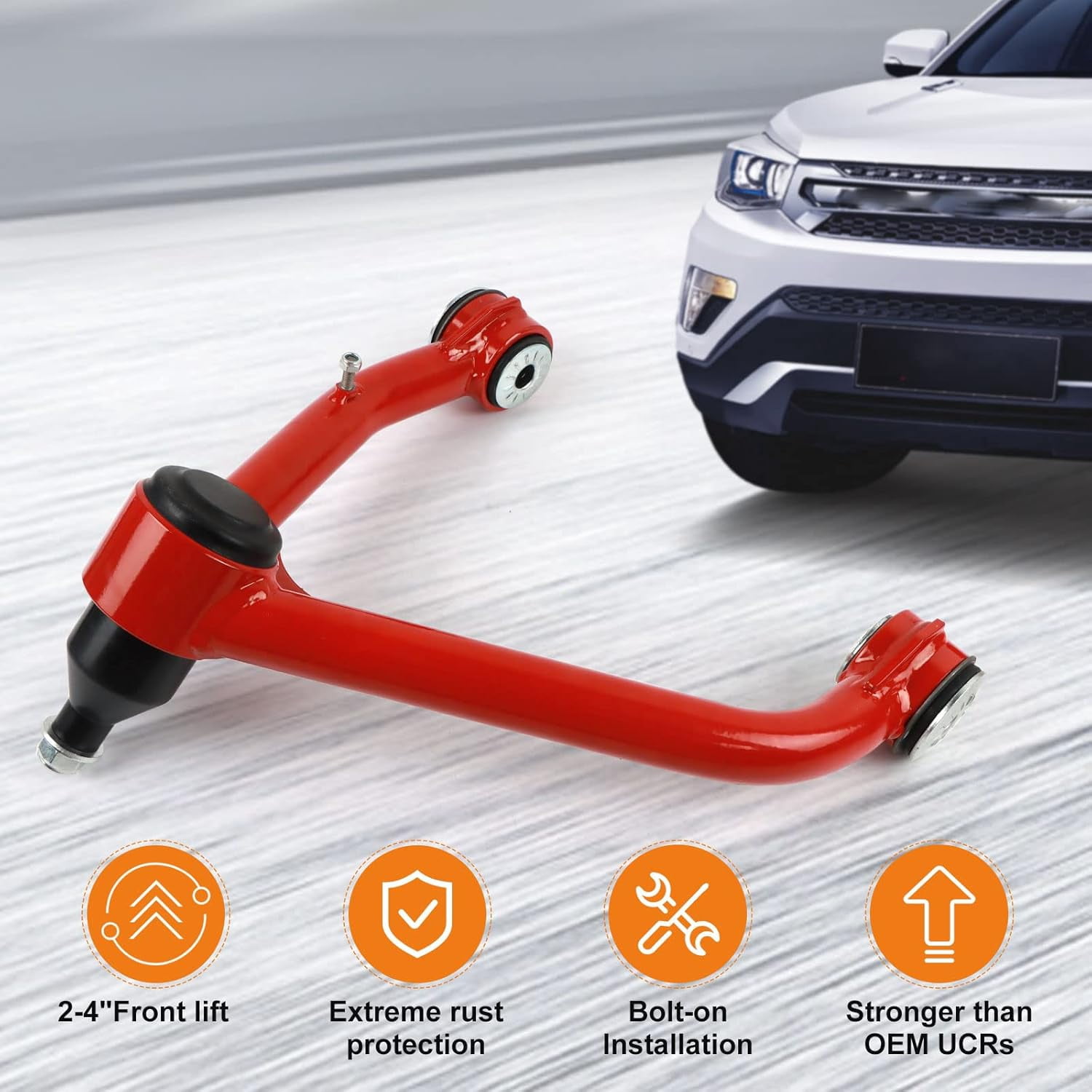 PANGOLIN 2Pcs 2-4" Lift Front Upper Control Arms Fits for 2007-2018 Chevrolet Silverado Avalanche Suburban Tahoe, 2007-2018 GMC Sierra Yukon Adjustable Suspension Control Arms with Ball Joint