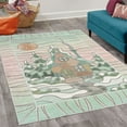 thumbnail image 2 of Winter Area Rug with Non-Slip Backing, Stain Glass Style Print of a Country Town House Pine Trees Snow Covered, Quality Carpet for Bedroom and Dorm Room, 5.2' X 7.6', Sea Green, by Ambesonne, 2 of 6