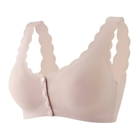 DVKOVI Plus Size Nursing Bras for Women Daily Every Day Push Up Breathable Underwear Bra Bralettes Front Button Pink L