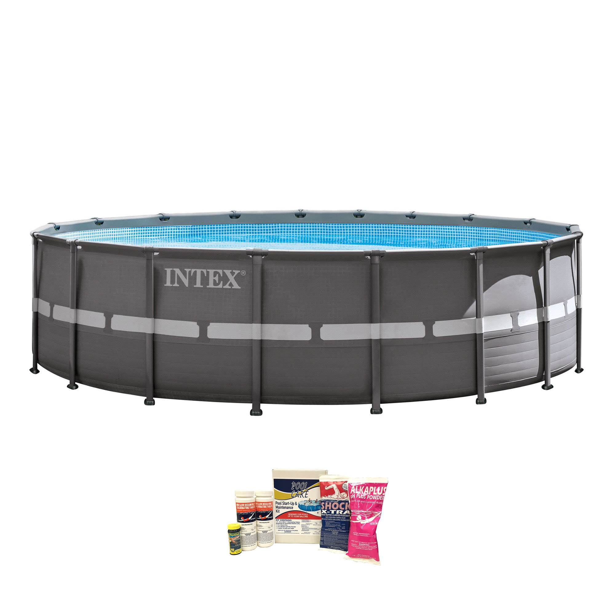Intex 18' x 52" Ultra Frame Pool w/ Pump, Volleyball Set & Chemical