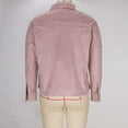 thumbnail image 5 of ClodeEU Women's Faux Suede Cropped Jacket,Lapel Button Up Jackets With Pockets Pink,Womens Plus M, 5 of 7