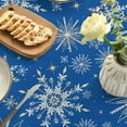 thumbnail image 5 of Christmas Tablecloth 60×84 Inch Oval, Simple Snow Stick Figure Blue Washable Table Cover for Party Picnic Dinner Decor, 5 of 6