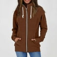 thumbnail image 2 of Baberdicy Womens Winter Coats Women Autumn Winter Long Sleeve Fleece Warm Hoodless Stand Collar Solid Color Zip Jacket Womens Winter Coats Coffee, 2 of 5