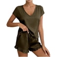 thumbnail image 2 of ylioge Womens Short Modal-Pajama Sets 2 Piece Casual Lightweight Solid Color Cap Sleeve Tops Wide Leg Shorts Comfortable Sleepwear Pajamas Suits Set, 2 of 5