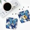 thumbnail image 5 of Balery 4 Pcs Blue And White Butterfliesleather Coasters Set, Drink Table Cup Coasters For Living Room Kitchen Coffee Decor, 5 of 9