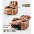 thumbnail image 2 of Garvee Oversized Recliner Chair with Heat & Massage – 360° Swivel Lazy Sofa for Adults – Manual Recliner with Cup Holder for Living Rooms, Bedrooms, and Nurseries – Coffee, 2 of 8