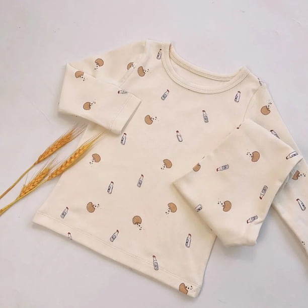 Conjunto de pijamas para bebé, ropa de dormir de manga larga, transpirable, de algodón, con estampado, para el hogar, disfraz de Navidad