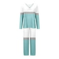 thumbnail image 3 of Tnhcen 2-Piece Women's Summer Pajamas Sets Casual Color Block Knit Lounge Set 2 Piece Crew Neck Loungewear Outfits with Pocket S-3XL, 3 of 4
