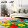 thumbnail image 2 of ODIKA 4'x6' Machine Washable Non-Slip Area Rug, Blooming Meadow Hook Artwork Creation High Traffic Rug, Red, 641038, 2 of 5