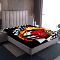 thumbnail image 3 of Erosebridal Cartoon Racing Car Fitted Sheet Set Full, Checkered Flag Bedding Full Size, Geometric Decor 3pcs（No Top Sheet）, 3 of 6