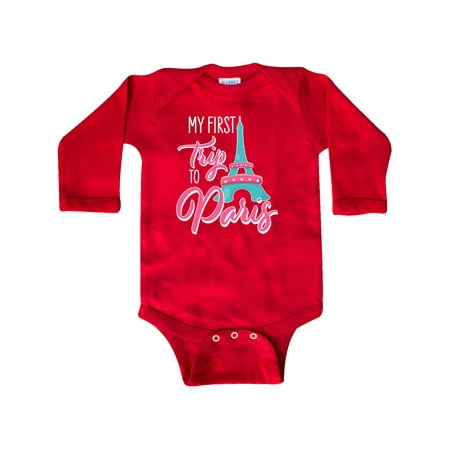 

Inktastic My First Trip to Paris Gift Baby Boy or Baby Girl Long Sleeve Bodysuit