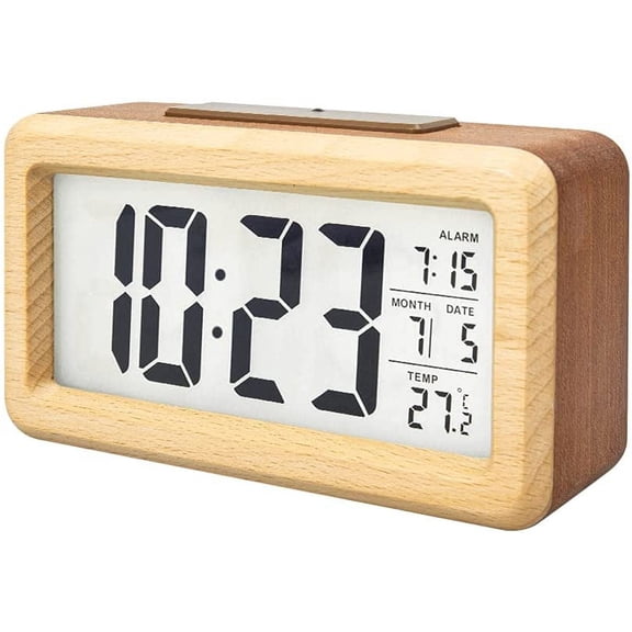 Wooden Digital Battery Operated Alarm Clocks for Bedrooms, Beside, Table, Desk