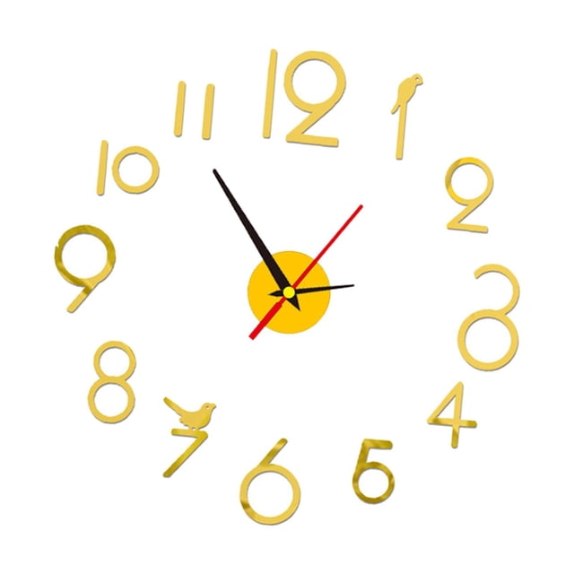 Reloj de pared creativo DIY con pegatinas, reloj DIY sin marco, grande y moderno para dormitorio Oro