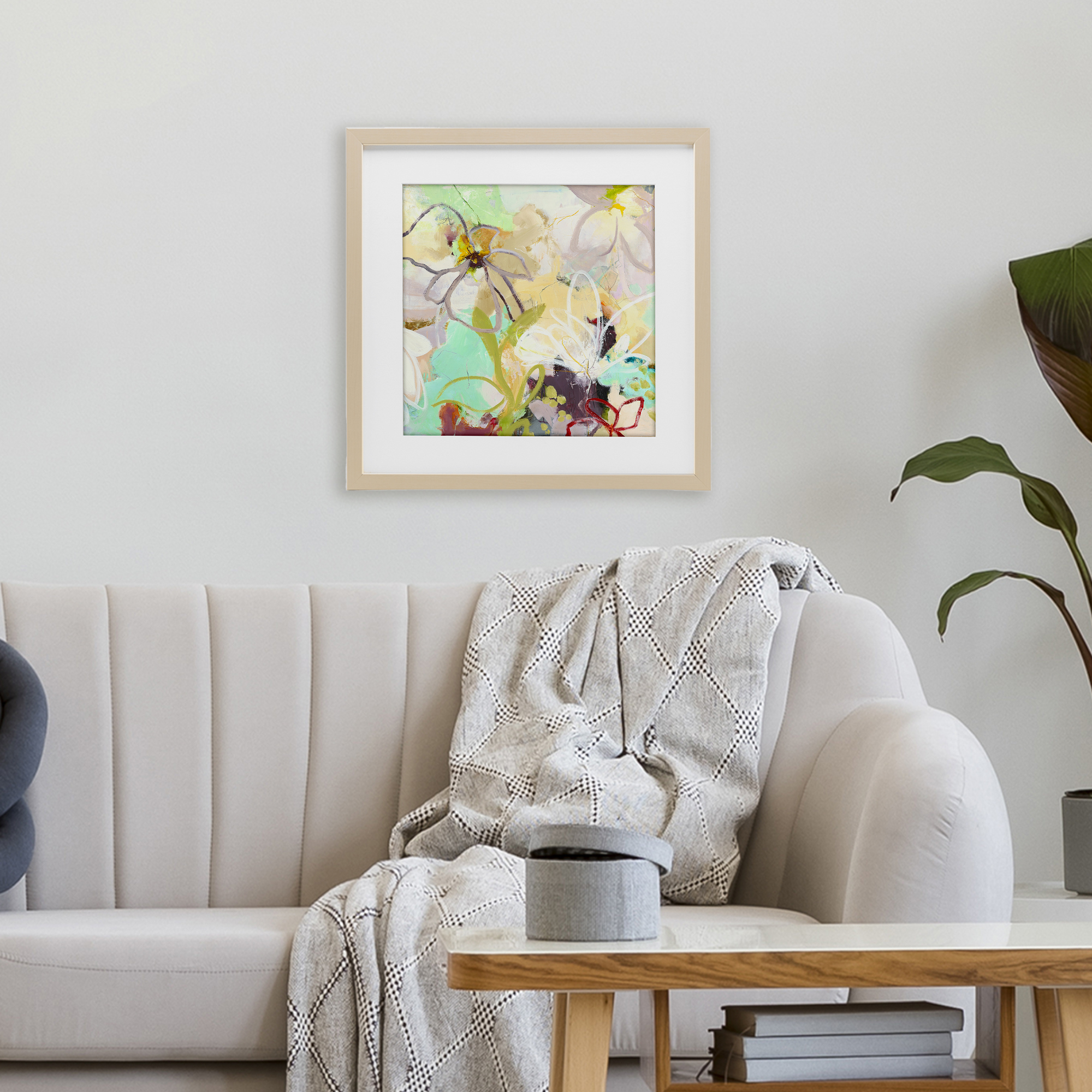 Last Days Of Spring Abstract Birch Framed Print Under Glass, design by Design Fabrikken