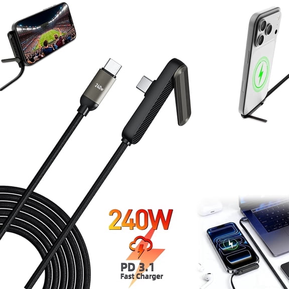 HOTU USB C to USB C Cable 240W Fast Charging Type C Charger Cord 5ft Braided Foldable Durable USB C Phone Charger Cable for iPhone 17 16 Pro Max  iPad MacBook Samsung S26 S25 Ultra