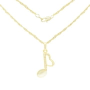 BEBERLINI Music Heart Pendant 14K Gold Filled 18" Necklace Set Rope Chain 2.2 mm Cubic Zirconia Charm Jewelry for Women Adult Female Girl Brass