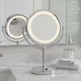 thumbnail image 2 of Jerdon LED Lighted Makeup Mirror with 5X Magnification – Tabletop Magnifying Mirror with 8.5" Diameter - Nickel Finish - Model HL745NC, 2 of 10