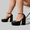 Black, variant on Womens Platform High Chunky Block Heels Square Toe Closed Toe Ankle Strap Solid Color Wedding Party Prom Festival Shoes 2026